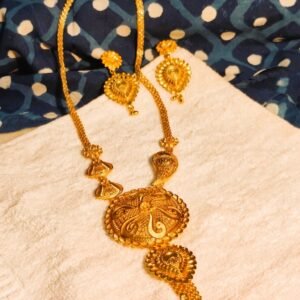 Zenvy Creation Premium 24KT Gold-Plated Mongalgiri Tie Chain with Earrings