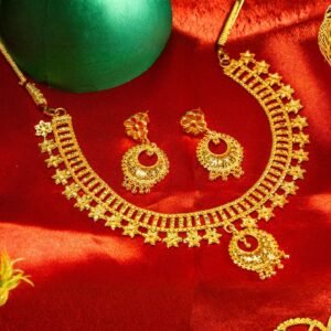 Zenvy Creation Premium 24KT Gold-Plated Floral Choker Necklace Set