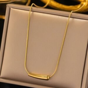 Gold-Plated Anti Tarnish Green Emerald Geometric Layered Necklace