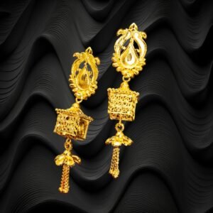Zenvy Creation Premium 24Kt Gold Plated Three-Tier Floral Drop Earrings