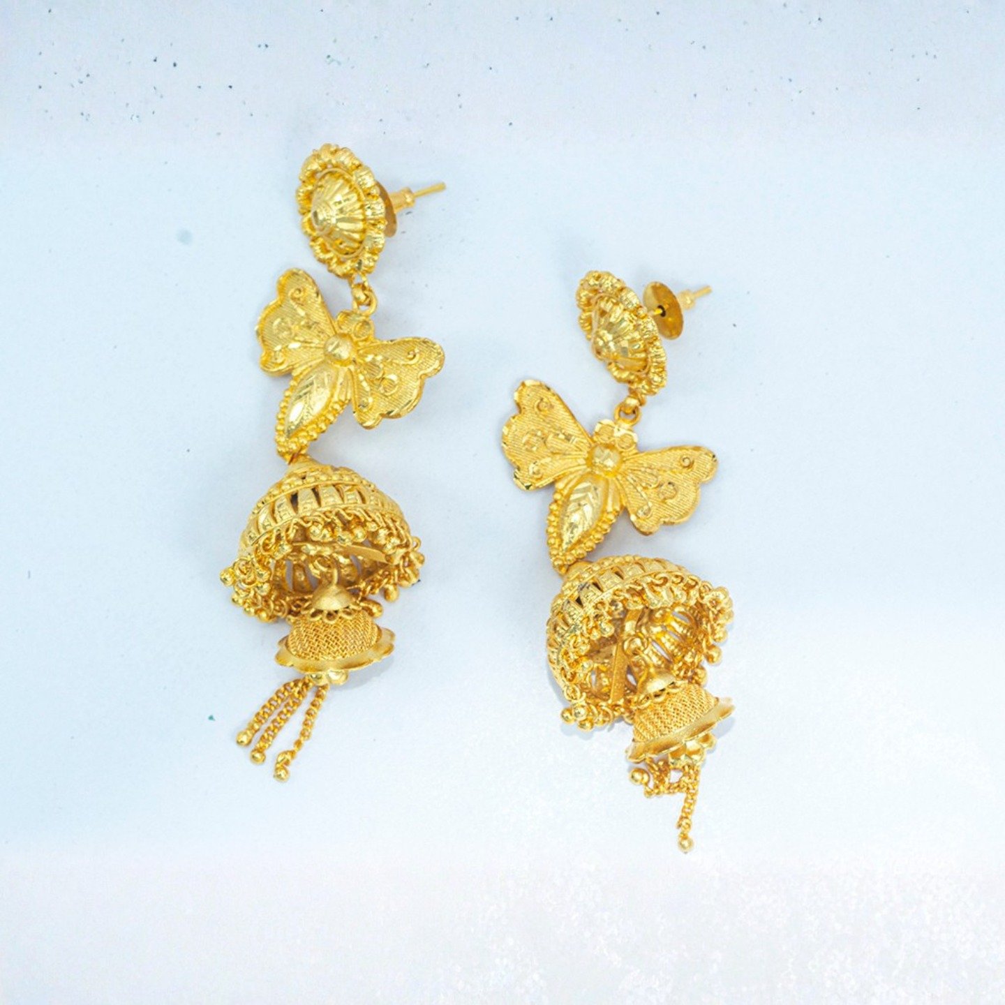 Zenvy Creation Premium 24Kt Gold Plated Butterfly Jhumka Earrings - Image 2