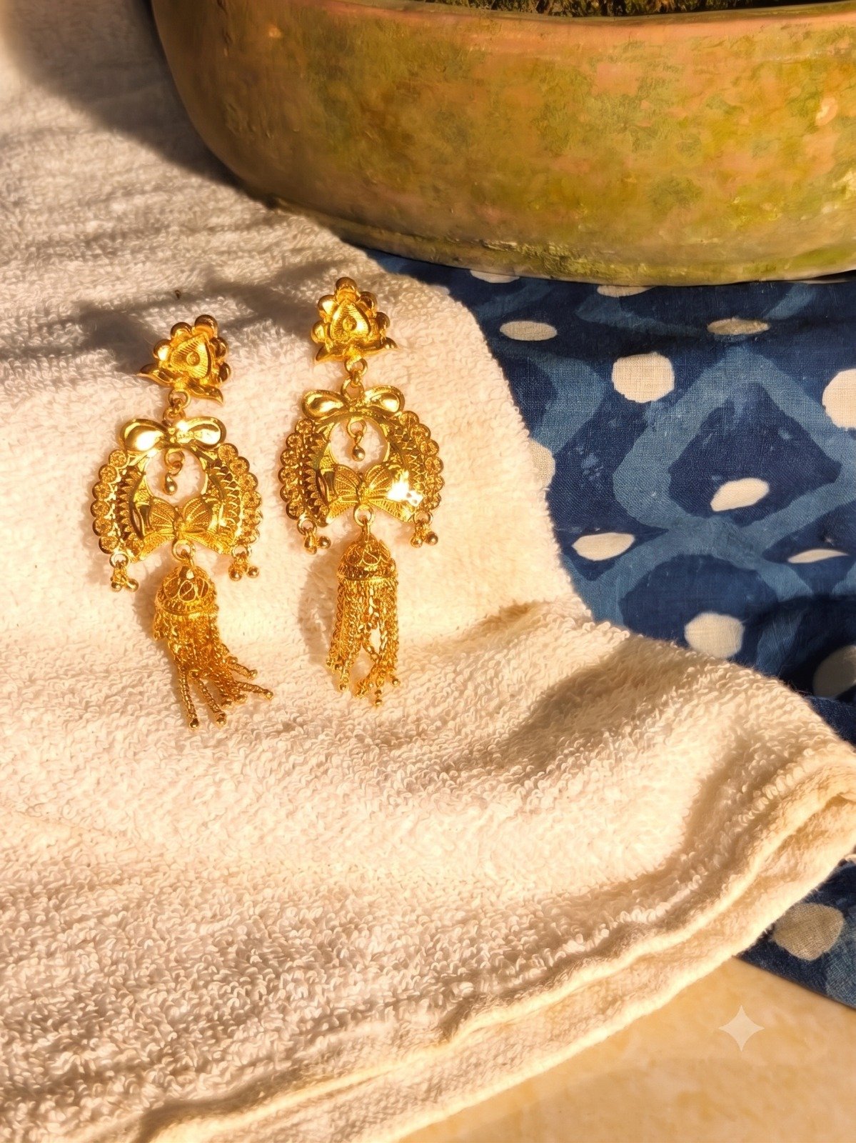 Zenvy Creation Premium 24K Gold Plated Sabeki Earrings - Image 2