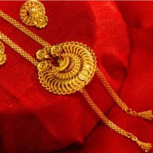 Zenvy Creation premium 24Kt gold plated flower tie chain  with earrings