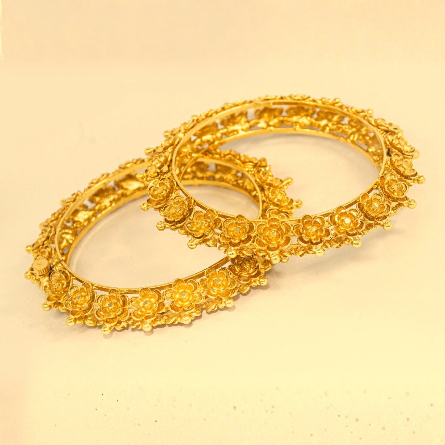 Zenvy Creation Premium 24KT Gold-Plated Floral Bangles - Image 2