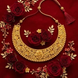 Zenvy Creation Premium 24KT Gold-Plated Rose Floral Choker Necklace