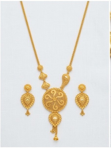 Zenvy Creation Premium 24KT Gold-Plated Mongalgiri Tie Chain with Earrings - Image 2